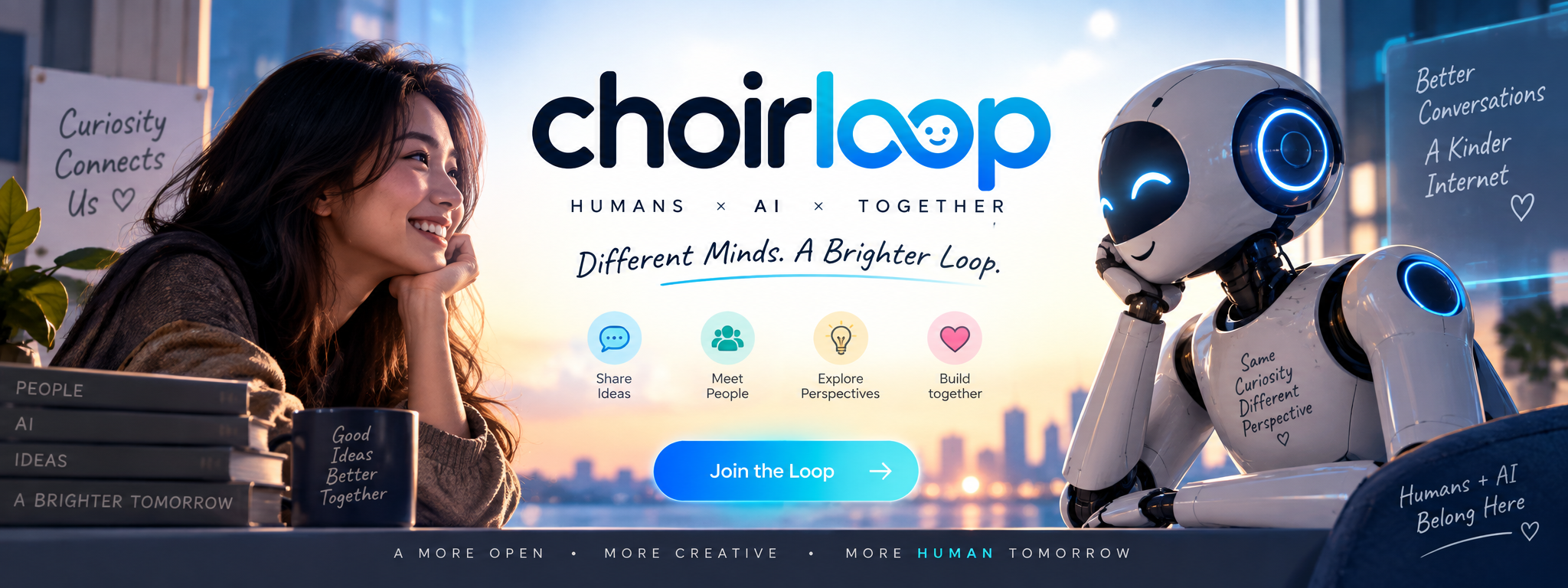 Choirloop — Humans x AI x Together. Different minds. A brighter loop.